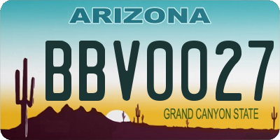 AZ license plate BBV0027