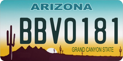 AZ license plate BBV0181