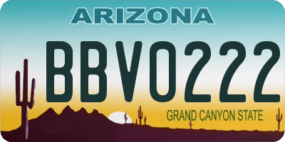 AZ license plate BBV0222