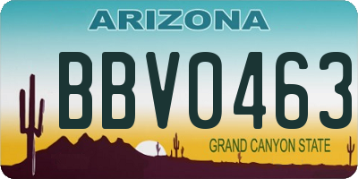 AZ license plate BBV0463