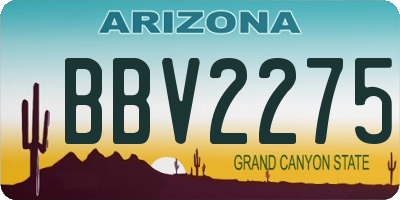 AZ license plate BBV2275