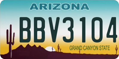 AZ license plate BBV3104