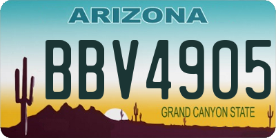 AZ license plate BBV4905
