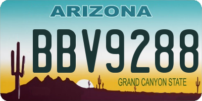 AZ license plate BBV9288