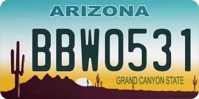 AZ license plate BBW0531