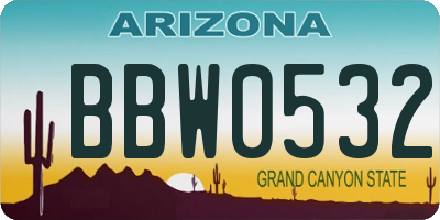 AZ license plate BBW0532