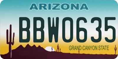 AZ license plate BBW0635