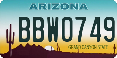AZ license plate BBW0749