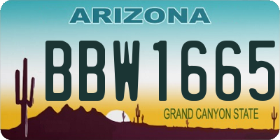 AZ license plate BBW1665