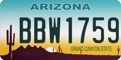 AZ license plate BBW1759
