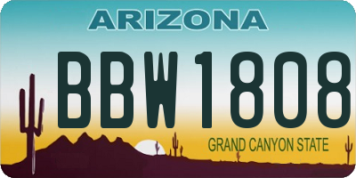 AZ license plate BBW1808