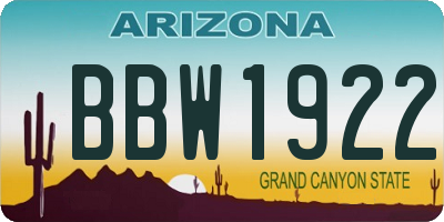 AZ license plate BBW1922