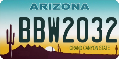 AZ license plate BBW2032