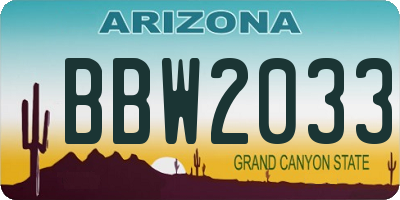 AZ license plate BBW2033