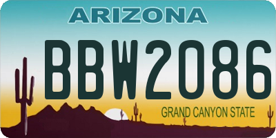 AZ license plate BBW2086