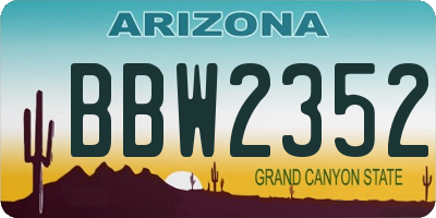 AZ license plate BBW2352