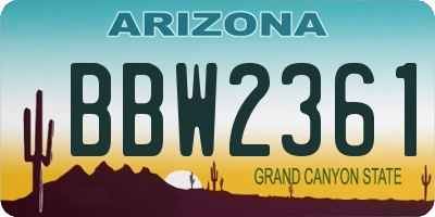 AZ license plate BBW2361