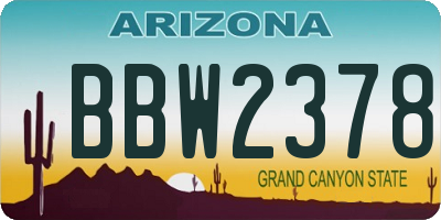 AZ license plate BBW2378