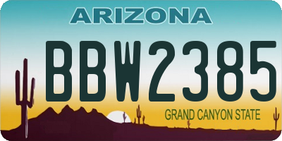 AZ license plate BBW2385