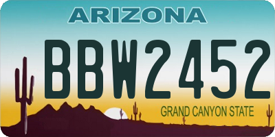 AZ license plate BBW2452