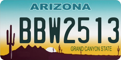 AZ license plate BBW2513