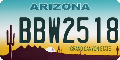 AZ license plate BBW2518