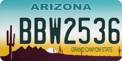 AZ license plate BBW2536