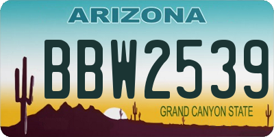 AZ license plate BBW2539