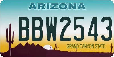 AZ license plate BBW2543