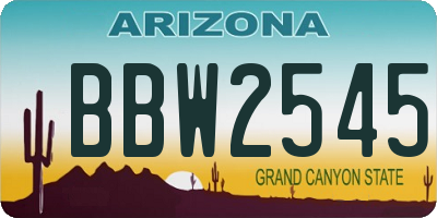 AZ license plate BBW2545
