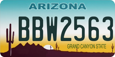 AZ license plate BBW2563