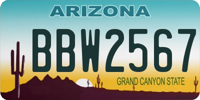 AZ license plate BBW2567