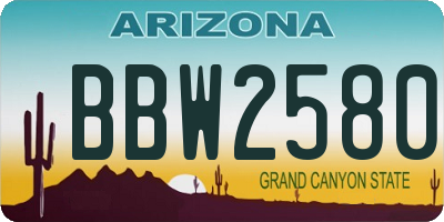 AZ license plate BBW2580