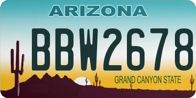 AZ license plate BBW2678