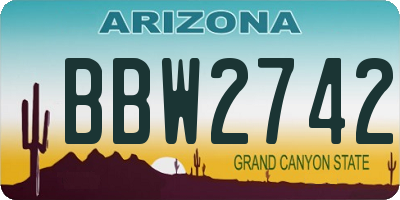 AZ license plate BBW2742