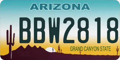 AZ license plate BBW2818