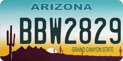 AZ license plate BBW2829