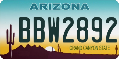 AZ license plate BBW2892