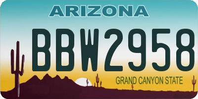 AZ license plate BBW2958