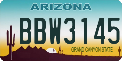 AZ license plate BBW3145