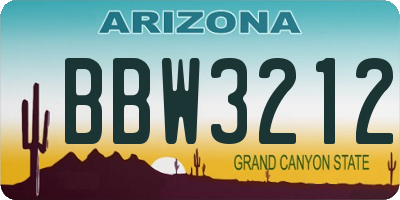 AZ license plate BBW3212