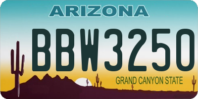 AZ license plate BBW3250