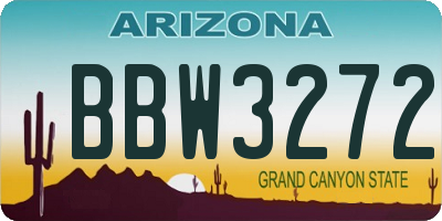 AZ license plate BBW3272