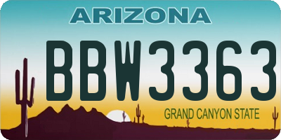 AZ license plate BBW3363