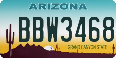 AZ license plate BBW3468