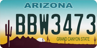 AZ license plate BBW3473