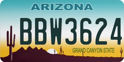 AZ license plate BBW3624