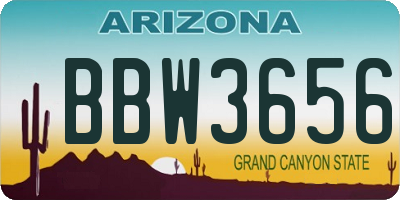 AZ license plate BBW3656