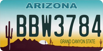 AZ license plate BBW3784