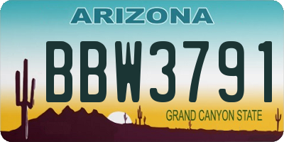 AZ license plate BBW3791